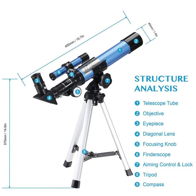 5x18 Finderscope Starter Compact Refractor Telescope 400mm Focal Length